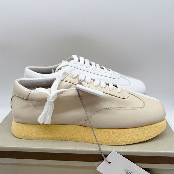 MARNI Split Color Crepe Gat Two-Toned Leather Sneakers Ivory/ White Womens EU 39 - Picture 8 of 16